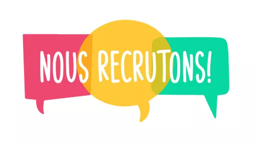 nous recrutons – french translation – We are hiring. Hiring recruitment poster vector design. Text on bright speech bubbles. Vacancy template. Job opening, search