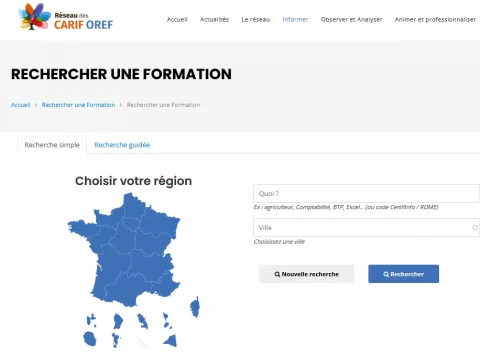 Page d'accueil moteur de recherche Offre Info